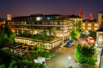 Night capture of the University of Applied Sciences (ZHAW) in Winterthur (Switzerland)