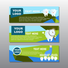 cartoon tooth with banner