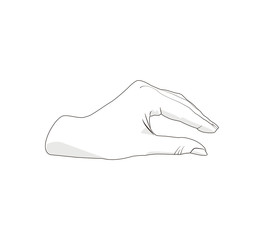 Hand showing small size. Realistic hand gesture.