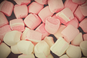 Marshmallows closeup with copy space