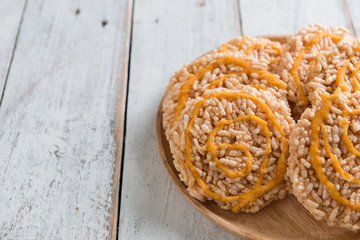 Thai sweet crispy rice cracker with cane sugar
