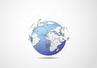 Global network connection. World map point and line composition concept of global business. Vector Illustration