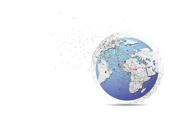 Global network connection. World map point and line composition concept of global business. Vector Illustration