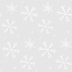 Fototapeta na wymiar White snowflakes background. Winter seamless pattern illustration