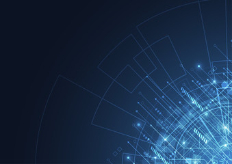 Abstract digital background with technology circuit board texture. Electronic motherboard illustration. Communication and engineering concept. Vector illustration