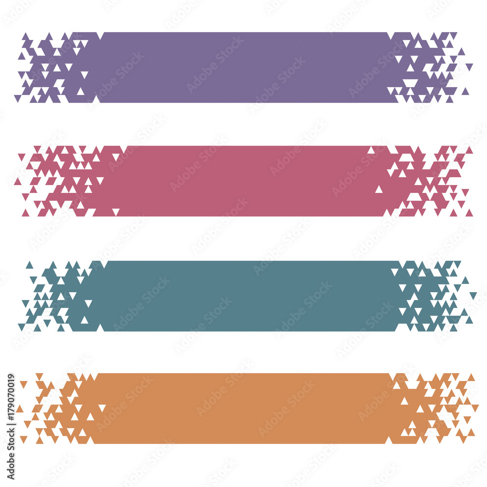 Poster set of retro colored modern pixel banners for headers