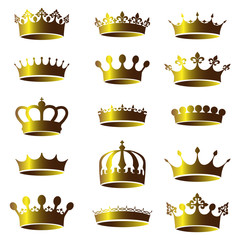 Set of vector vintage golden crown icons © arturaliev