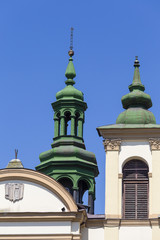 Obraz premium Detail green domes church of Virgin Mary in Ivano-Frankivsk, Ukraine.