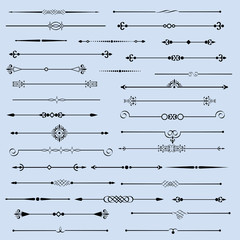 Vector set of flourishes page decor vignettes,calligraphic page dividers - obrazy, fototapety, plakaty
