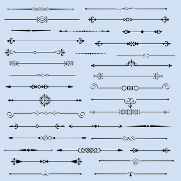 Vector set of flourishes page decor vignettes,calligraphic page dividers