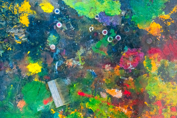 Colorful smears with oil paints on canvas, background, texture