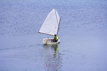 Fototapeta premium Sports sailing in small boats on the lake