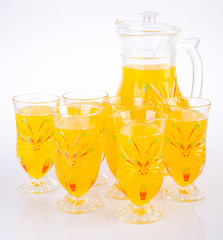 Orange juice in jar. on background