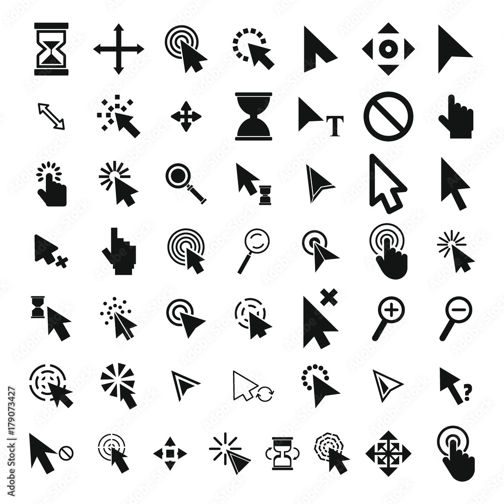 Poster mouse cursor icons set, simple style