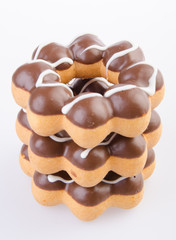 chocolate donuts on a background