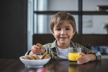 little boy during breakfast at home