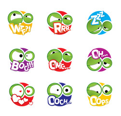 Crazy Eyes Stickers Emotions Vector iPhone iMessage iOs