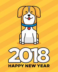 2018 Yellow dog design of Happy New Year