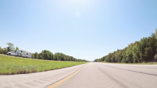 POV point of view - Driving East on Interstate Highway through Illinois