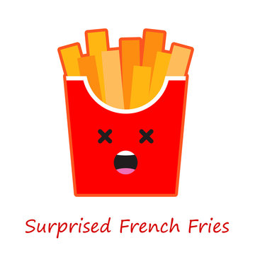 Banner French Fries Emotions. Cute cartoon. Vector illustration.