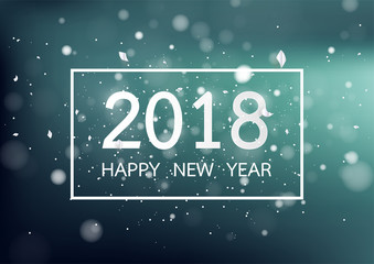 Happy new year 2018 with colorful bokeh and defocused lights stype background. Vector illustration