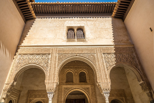 Decorative arabesque in Mexuar room (Alhambra) in Granada, Spain