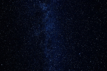 Milky way galaxy with shining stars and planets in the universe. Blue night sky background.