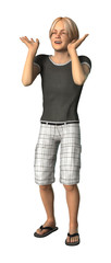 3D Rendering Teenager Boy on White