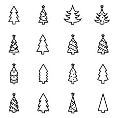 Christmas tree icon collection - vector illustration