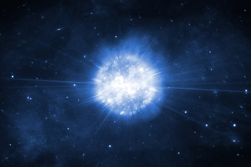 Supernova explosion, space background with stars