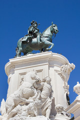 Statue of King Jose I in the Praca do Comercio in Lisbon, Portugal 