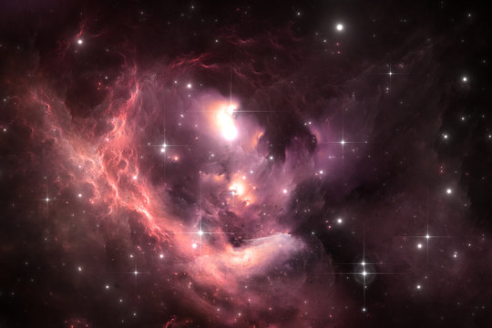 Night sky space background with nebula and stars