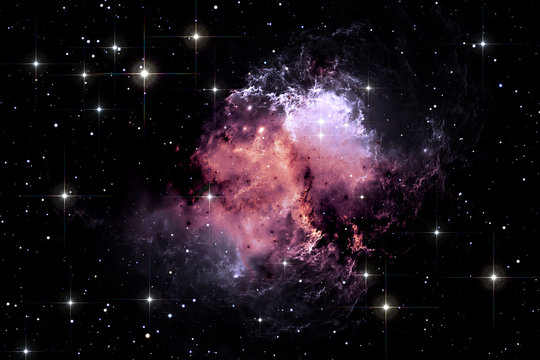 Night sky space background with nebula and stars