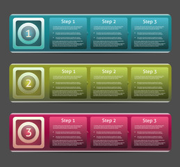 One two three - Set of three version - vector paper progress steps for tutorial