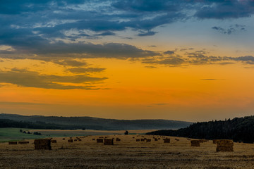 Feld mit Sonnenuntergang