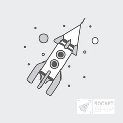 Start Up Business Outline Line Vector Icon Rocket startup. Spaceship for design. Infographic Template. Flat illustration