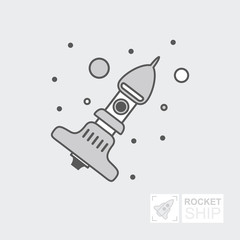 Start Up Business Outline Line Vector Icon Rocket startup. Spaceship for design. Infographic Template. Flat illustration