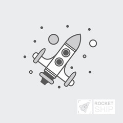 Start Up Business Outline Line Vector Icon Rocket startup. Spaceship for design. Infographic Template. Flat illustration