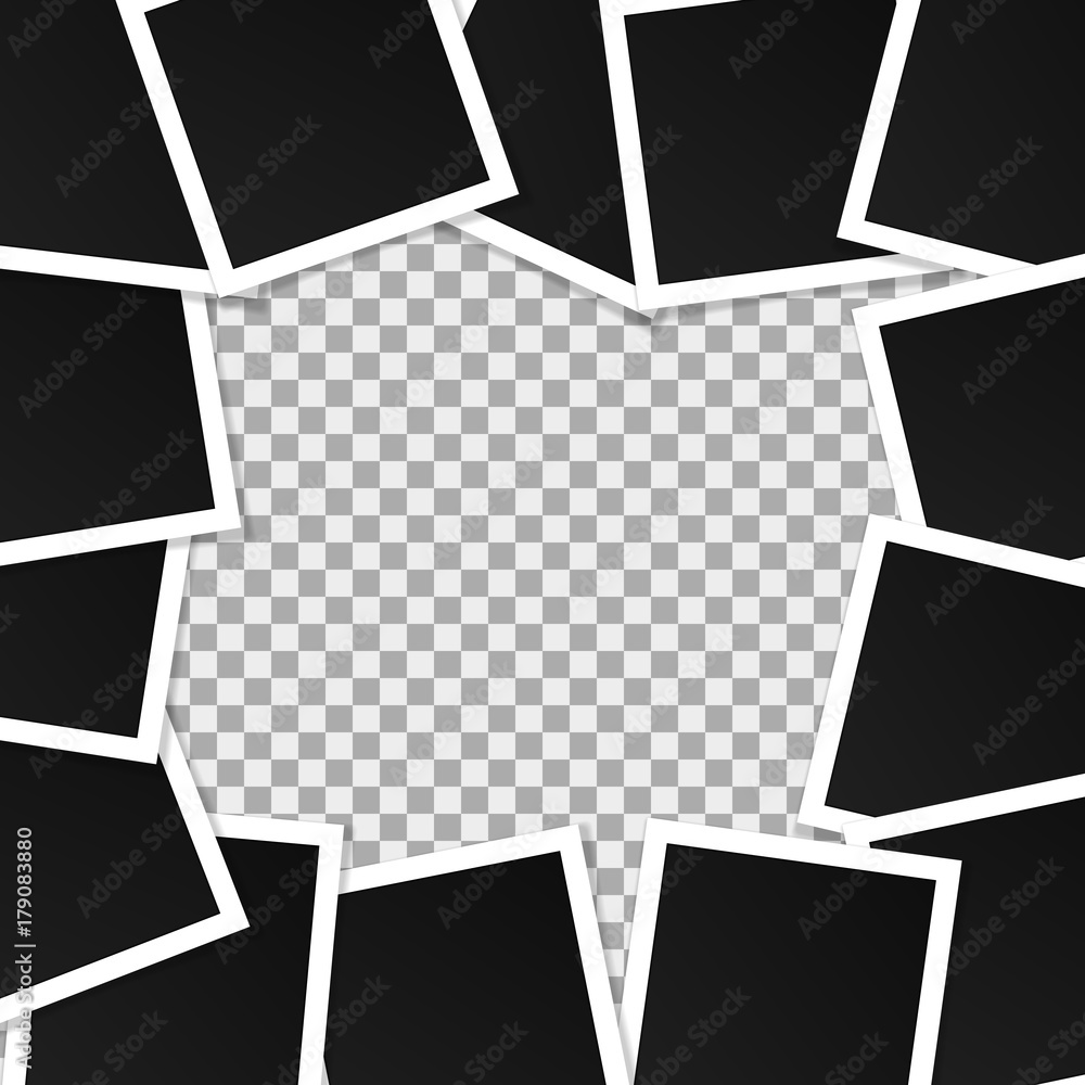 Wall mural set of square vector photo frames. collage of realistic frames isolated on transparent background. t
