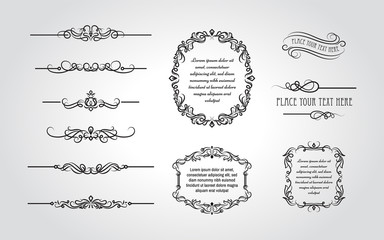 Decorative Divider & Frame Element Set. For any purpose of your designs such us certificate, invitation, print designs, web designs, etc.