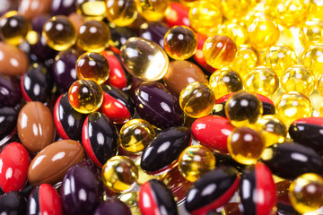 scattering the capsules and tablets