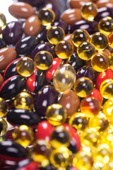 scattering the capsules and tablets