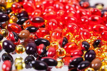 scattering the capsules and tablets