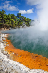 Champagne Pool hot lake in Waiotapu, Rotorua, New Zealand