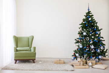 Christmas tree decoration in white room