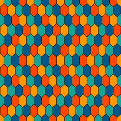 Seamless pattern with diamonds grid. Turtle shell motif. Honeycomb wallpaper. Repeated rhombuses and lozenges figures