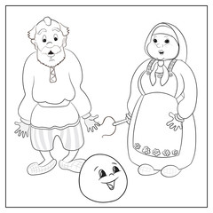 Russian folk tale about kolobok. Coloring. 