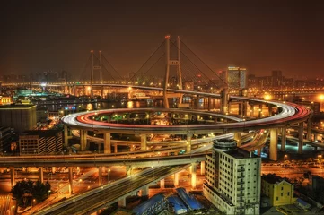 Papier Peint photo autocollant Pont de Nanpu Shanghai Skyline Nanpu Bridge