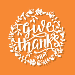 vintage thanksgiving fall wreath give thanks phrase paper cut