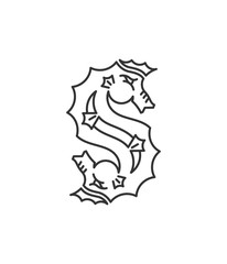 Black on white vector Seahorse font illustration